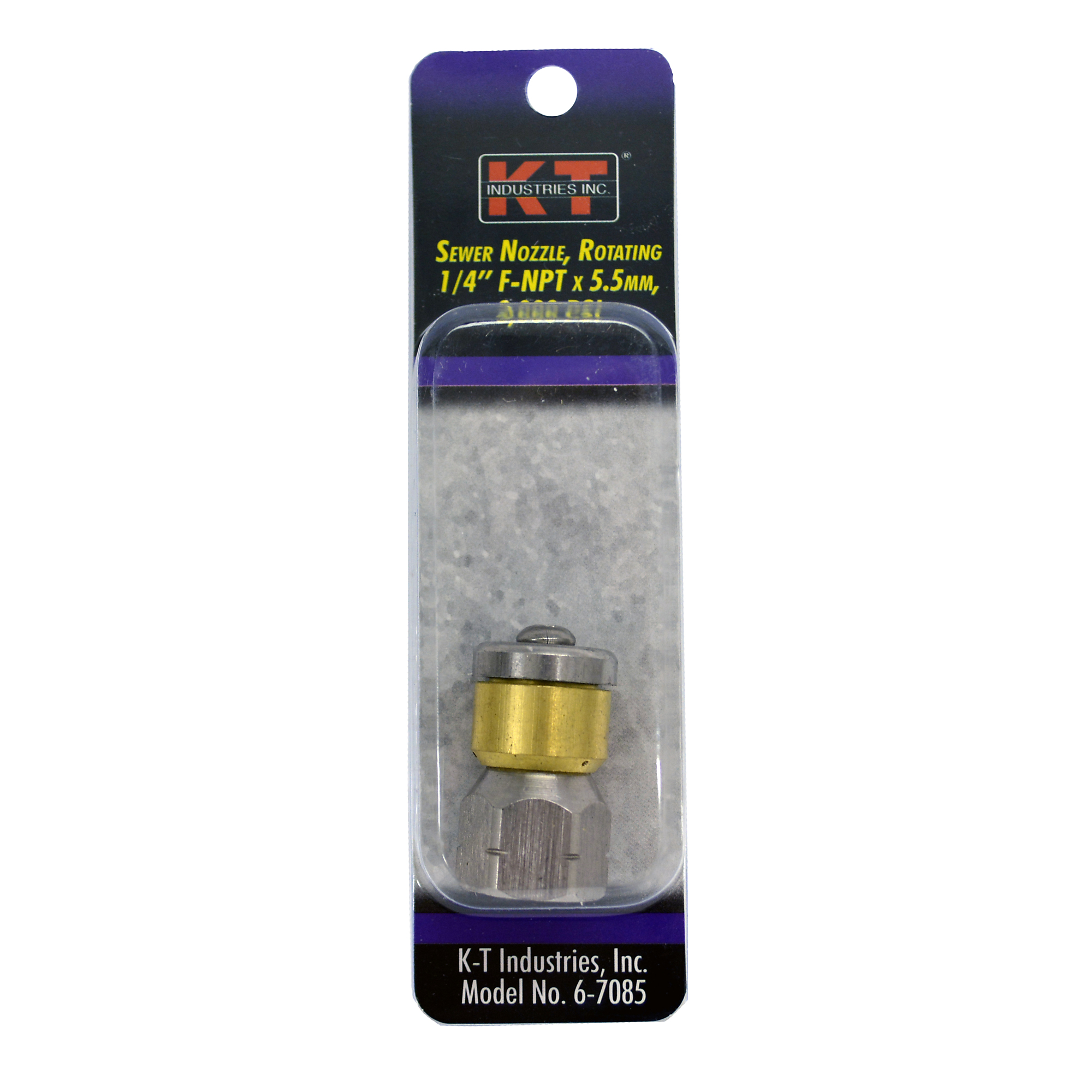 K-T Industries Rotating Sewer Nozzle — 1/4in. F NPT x 5.5mm, Stainless Steel, 3000 PSI, Model# 6-7085